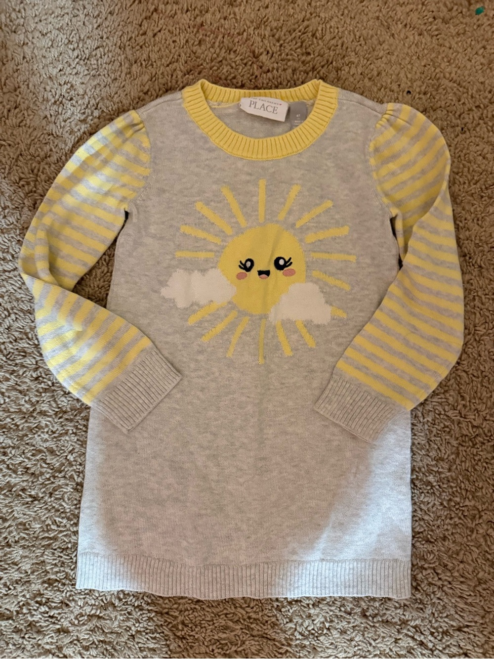 The Children's Place Gray & Yellow Sun Knit Dress